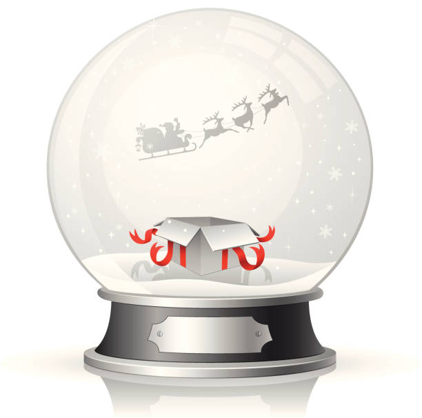 Snow Globe with Gift Box Snow Globe with Gift Box. High Resolution JPG,CS5 AI and Illustrator 0.8 EPS included. snow globe empty silhouette stock illustrations