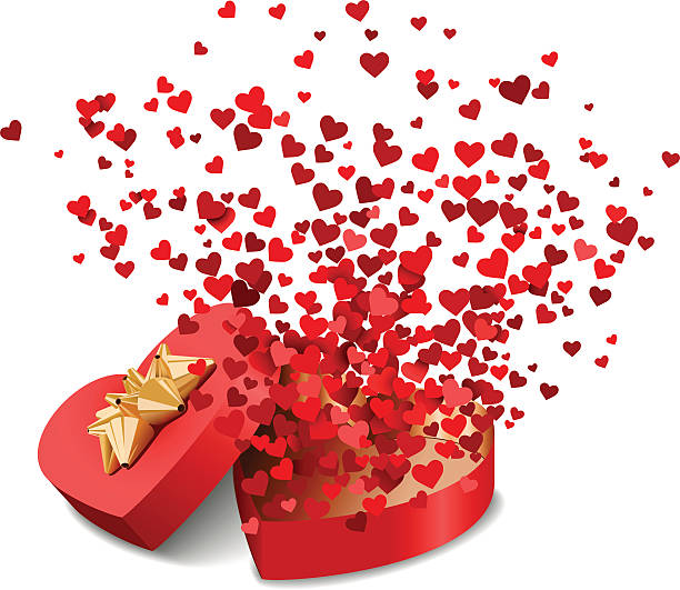 illustrations, cliparts, dessins animés et icônes de boîte cadeau en forme de cœur - valentines day gift box happiness joy