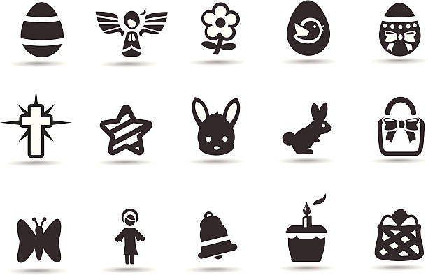 ostern frühling symbole - baumwollschwanzkaninchen stock-grafiken, -clipart, -cartoons und -symbole