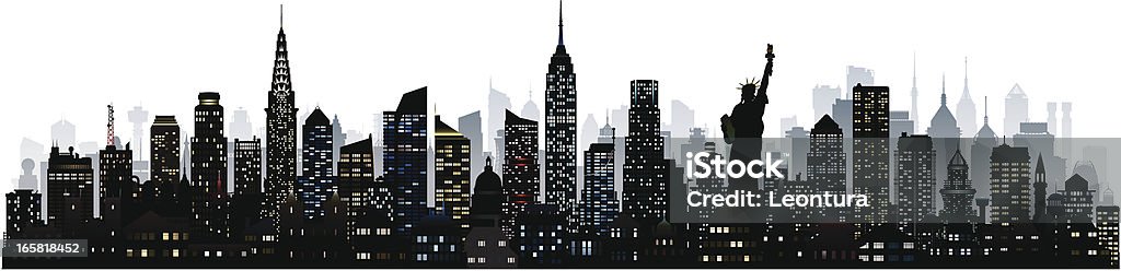 New York (124 dettagliata, mobili e completare gli edifici) - arte vettoriale royalty-free di Notte