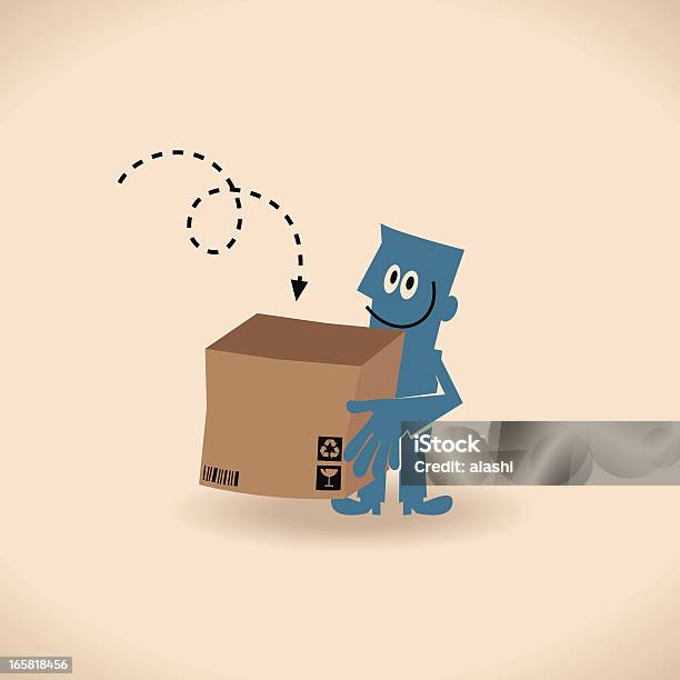 Человек Нести Открытые Коробка Box — стоковая векторная графика и другие изображения на тему Юмор - Юмор, Грузчик, Смена места жительства
