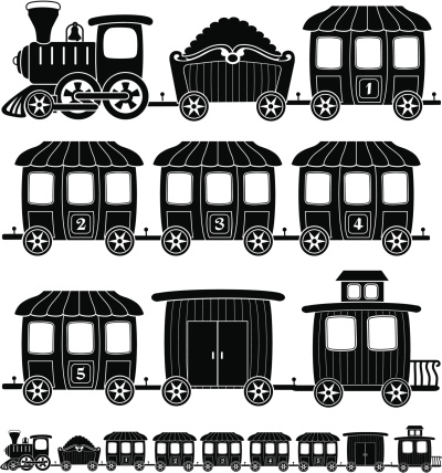 A vector illustration of a cartoon steam engine train.