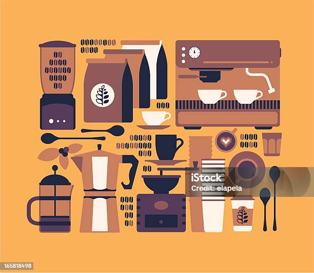 Símbolos De Café - Arte vetorial de stock e mais imagens de Café - Bebida - Café - Bebida, Saco - Objeto manufaturado, Beber