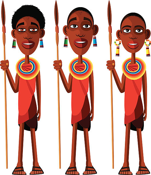 Masai Vector masai tribe african warriors stock illustrations