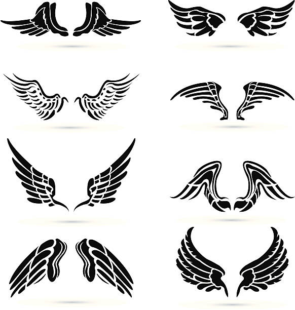 wings icons vector file of wings icons angel wings drawing stock illustrations