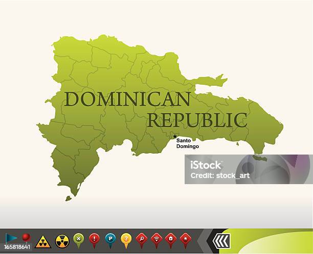 Ilustración de República Dominicana Con Iconos De Navegación Mapa y más Vectores Libres de Derechos de Azul - Azul, Bandera, Bandera nacional