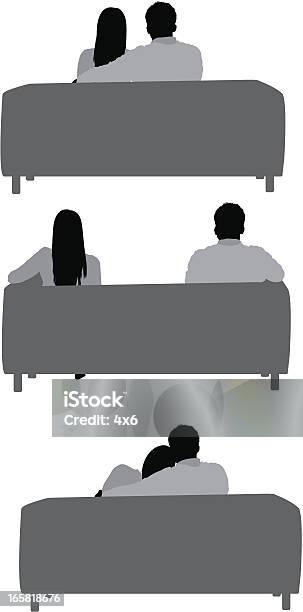 Rückansicht Des Ein Businesspaar Sitzt Auf Sofa Stock Vektor Art und mehr Bilder von Paar - Partnerschaft - Paar - Partnerschaft, Rückansicht, Arm umlegen