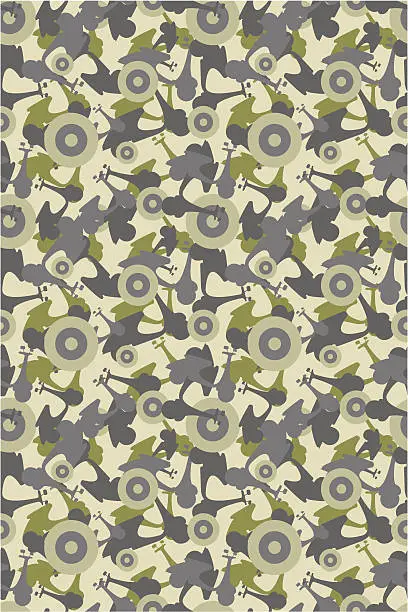 Vector illustration of Complicated Scooter Camouflage Seamless Repeat Pattern