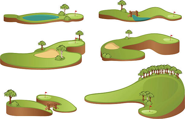 illustrations, cliparts, dessins animés et icônes de parcours de golf - water hazard illustrations