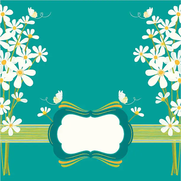 Vector illustration of Daisies on Turquoise
