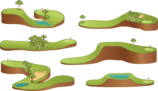 illustrations, cliparts, dessins animés et icônes de parcours de golf - water hazard illustrations