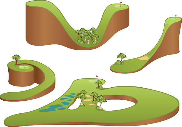 illustrations, cliparts, dessins animés et icônes de parcours de golf - water hazard illustrations