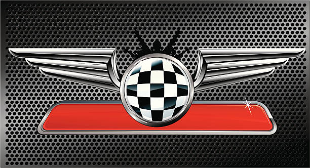 ilustrações, clipart, desenhos animados e ícones de silver asas emblema de corrida - wing insignia metal silver