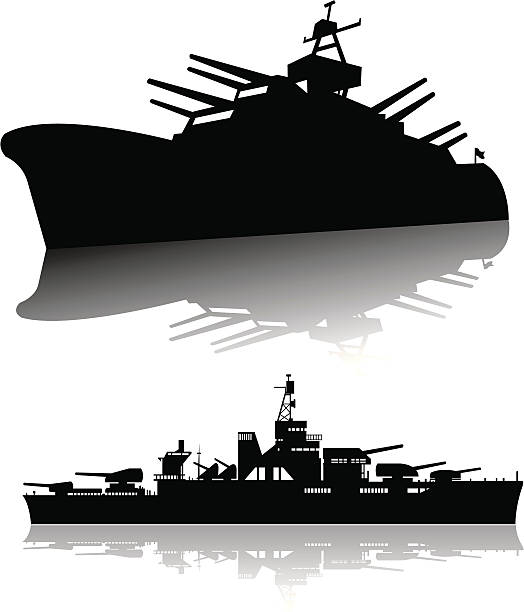 illustrations, cliparts, dessins animés et icônes de battleships-marine, silhouettes - a battleship