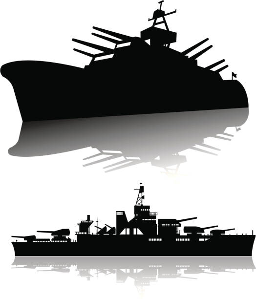 Battleships. Silhouette illustrations of two Navy battleships. Check out my "Ships, Sailing & Sea" light box for more.