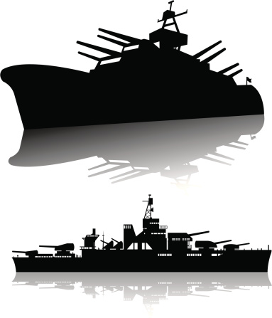 Battleships. Silhouette illustrations of two Navy battleships. Check out my 