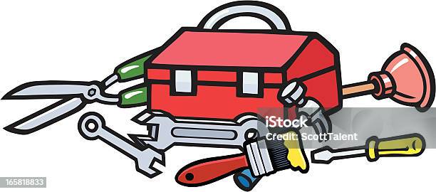 Toolbox Stock Illustration - Download Image Now - Adjustable Wrench, Black Color, Blue