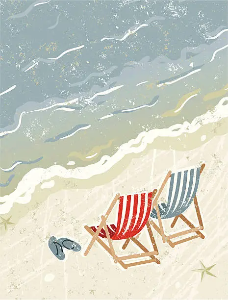 Vector illustration of Deck Chairs on the Beach