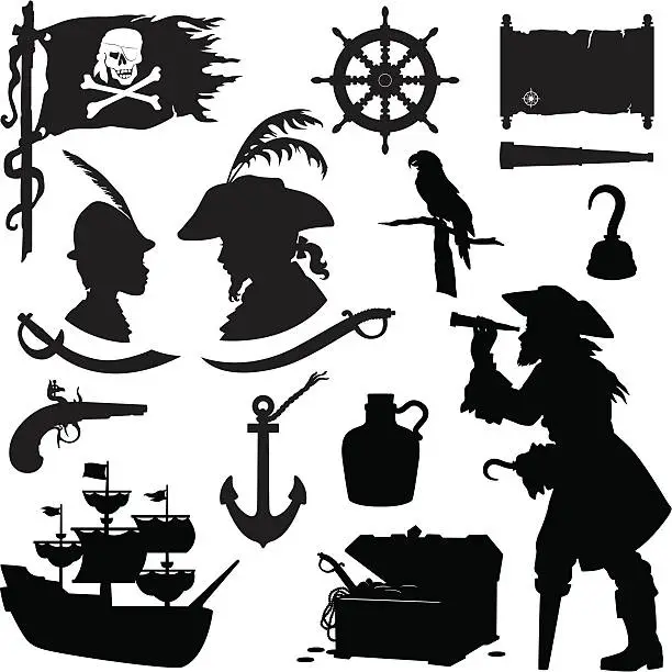 Vector illustration of Pirate Silhouettes