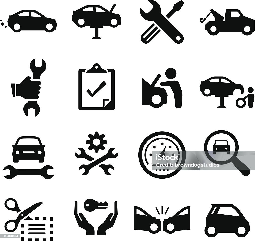 Car Repair - Black Series Auto repair icons. Professional clip art for your print or Web project. See more in this series. Icon Symbol stock vector