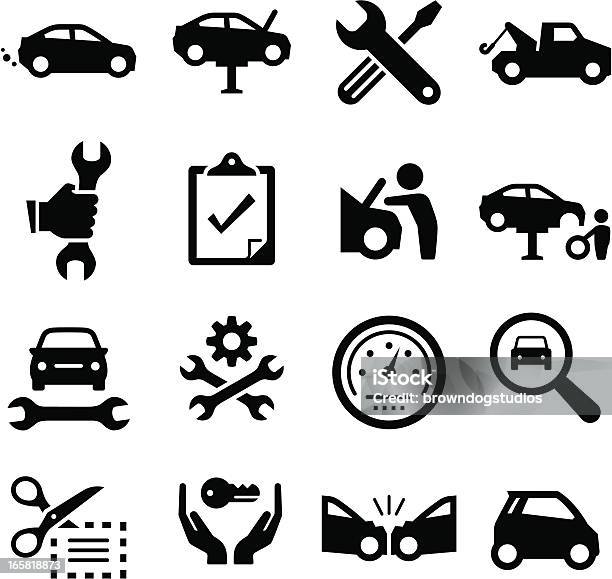 Car Repair Black Series Stock Illustration - Download Image Now - Icon Symbol, Car, Auto Repair Shop