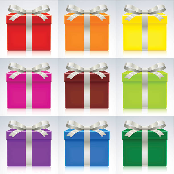Colorful Gift Box Set vector art illustration