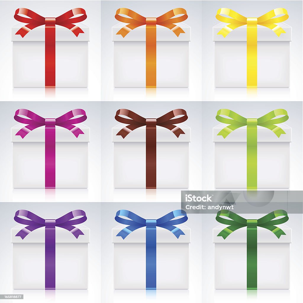Set of Colorful Gift Box A set of gift boxes with ribbon in various colors. Gift Box stock vector