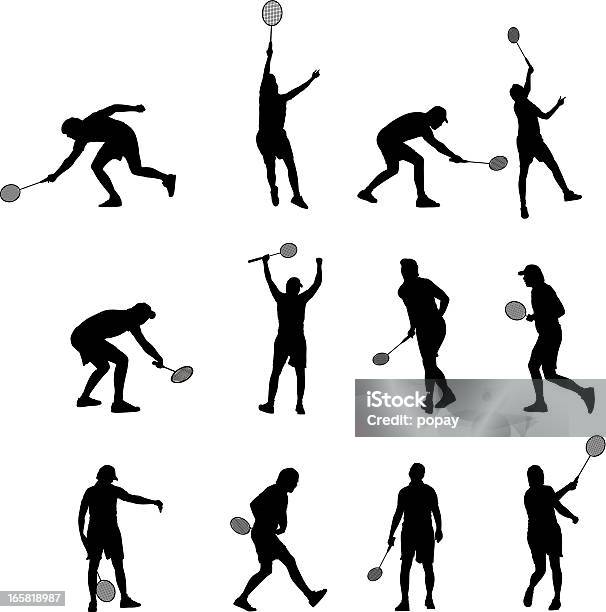 Badminton Graczy - Stockowe grafiki wektorowe i więcej obrazów Tenis - Tenis, Badminton - sport, Sylwetka