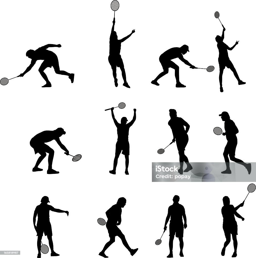 Jogadores de Badminton - Vetor de Tênis - Esporte de Raquete royalty-free