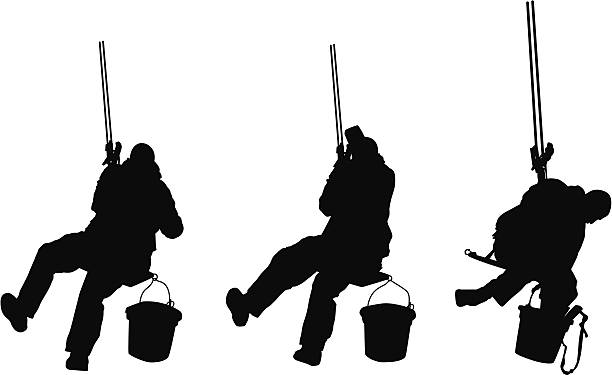 Window washer at work Window washer at workhttp://www.twodozendesign.info/i/1.png steeplejack stock illustrations