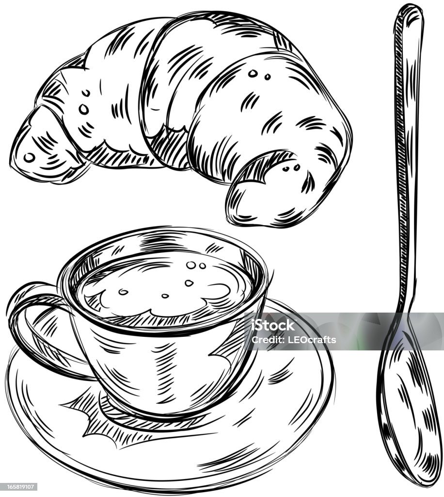 Detailed Drawings of coffee and food Detailed Drawings of coffee and food, EPS8 file, all elements are in separate layers and grouped, please visit my portfolio for more options. Coffee - Drink stock vector