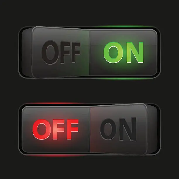 Vector illustration of Switches dark (On Off)