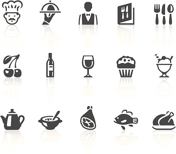 ilustrações de stock, clip art, desenhos animados e ícones de ícones de restaurante - chef appetizer soup food