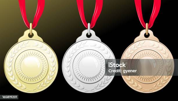 Medalhas - Arte vetorial de stock e mais imagens de Evento multidesportivo internacional - Evento multidesportivo internacional, Medalha de Ouro, Dourado - Cores
