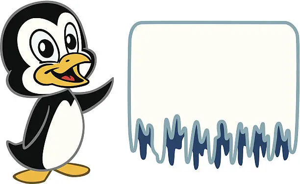 Vector illustration of Baby Penguin With Cold Sign