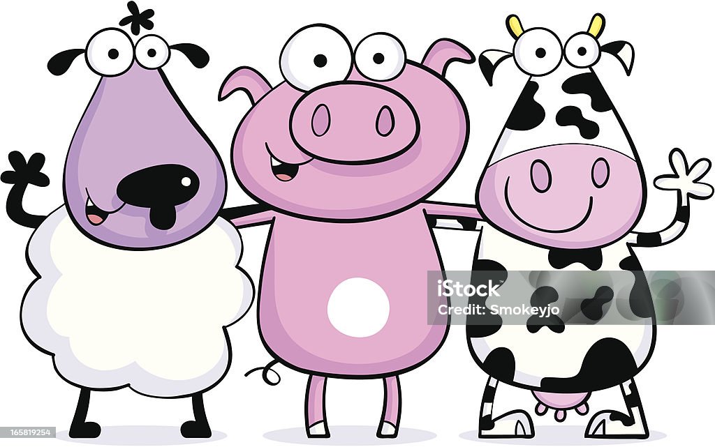 Vache porc moutons amis - clipart vectoriel de Bovin domestique libre de droits