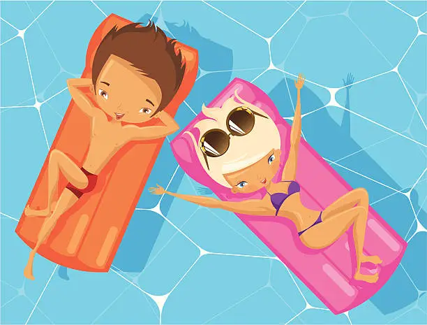 Vector illustration of Couple in a swimming pool.