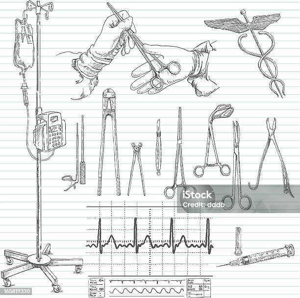 Hospital Surgical Doodle Sketches Stock Illustration - Download Image Now - Surgical Equipment, Drawing - Activity, Doodle