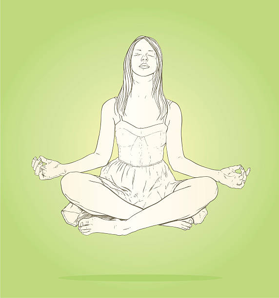 meditation - praying joy indoors lifestyles stock-grafiken, -clipart, -cartoons und -symbole