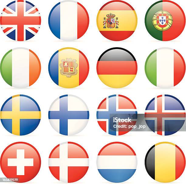 Round Flag Icons Western And Nothern Europe Stock Illustration - Download Image Now - Flag, Circle, Spanish Flag