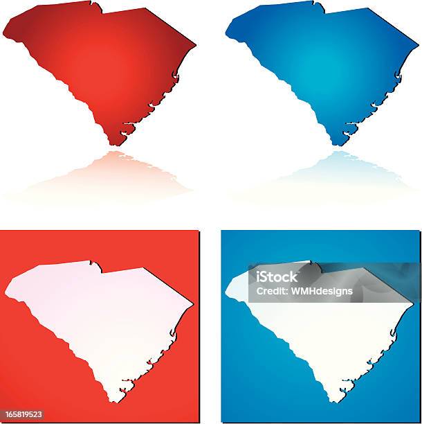 Czerwony Niebieski Stan Karolina Południowa - Stockowe grafiki wektorowe i więcej obrazów Bez ludzi - Bez ludzi, Cień, Czerwony