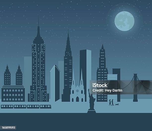 Vetores de Nyc Noite De e mais imagens de New York City - New York City, Prédio Flatiron, Silhueta urbana