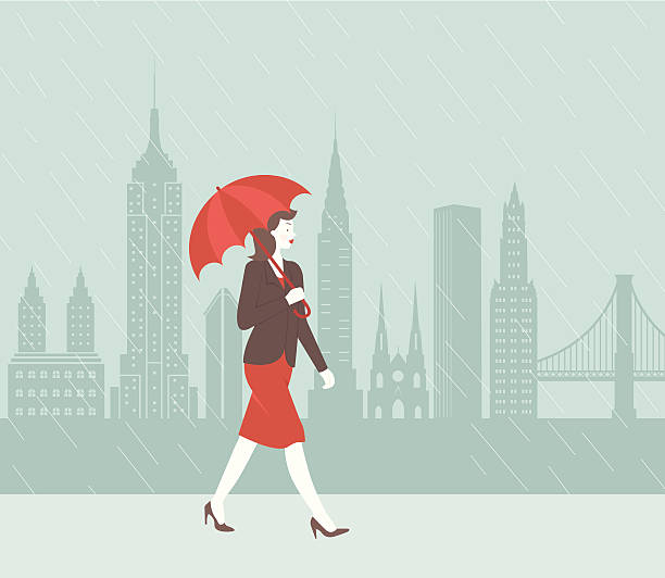 illustrazioni stock, clip art, cartoni animati e icone di tendenza di di new york city pioggia - new york rain