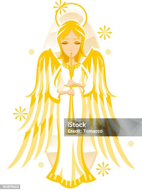 Ангел Играет Рога — стоковая векторная графика и другие изображения на тему Ангел - Ангел, Красота, Бог