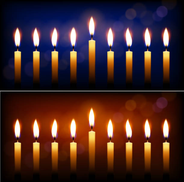 illustrazioni stock, clip art, cartoni animati e icone di tendenza di candele per le feste e a lume di candela hanukkah festa. - candle tea light candlelight flame