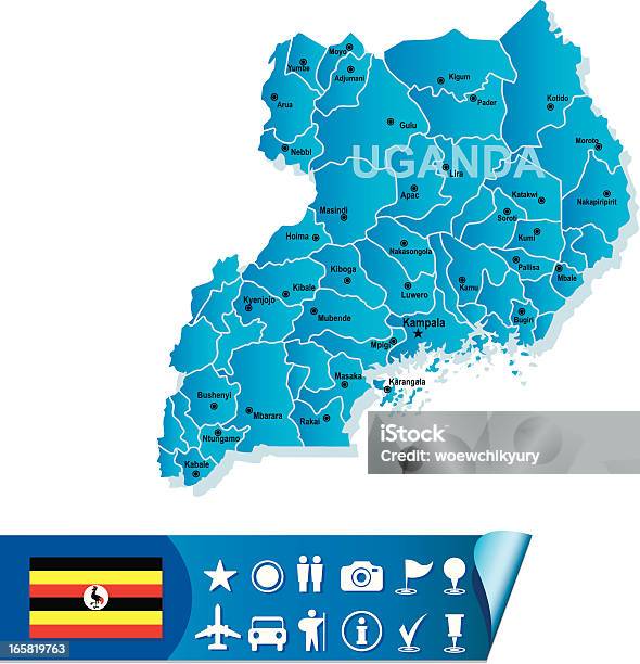 Уганда Векторная Карта — стоковая векторная графика и другие изображения на тему Африка - Африка, Без людей, Векторная графика