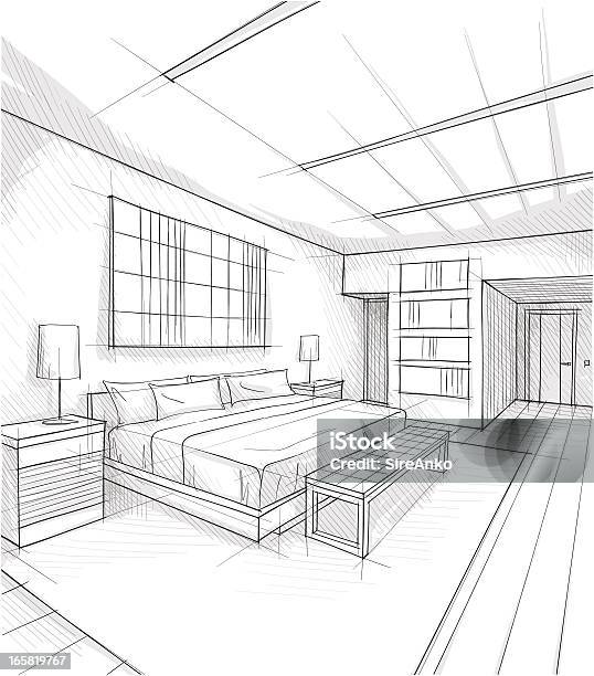 Le Design Vecteurs libres de droits et plus d'images vectorielles de Chambre à coucher - Chambre à coucher, Prise de vue en intérieur, Ameublement