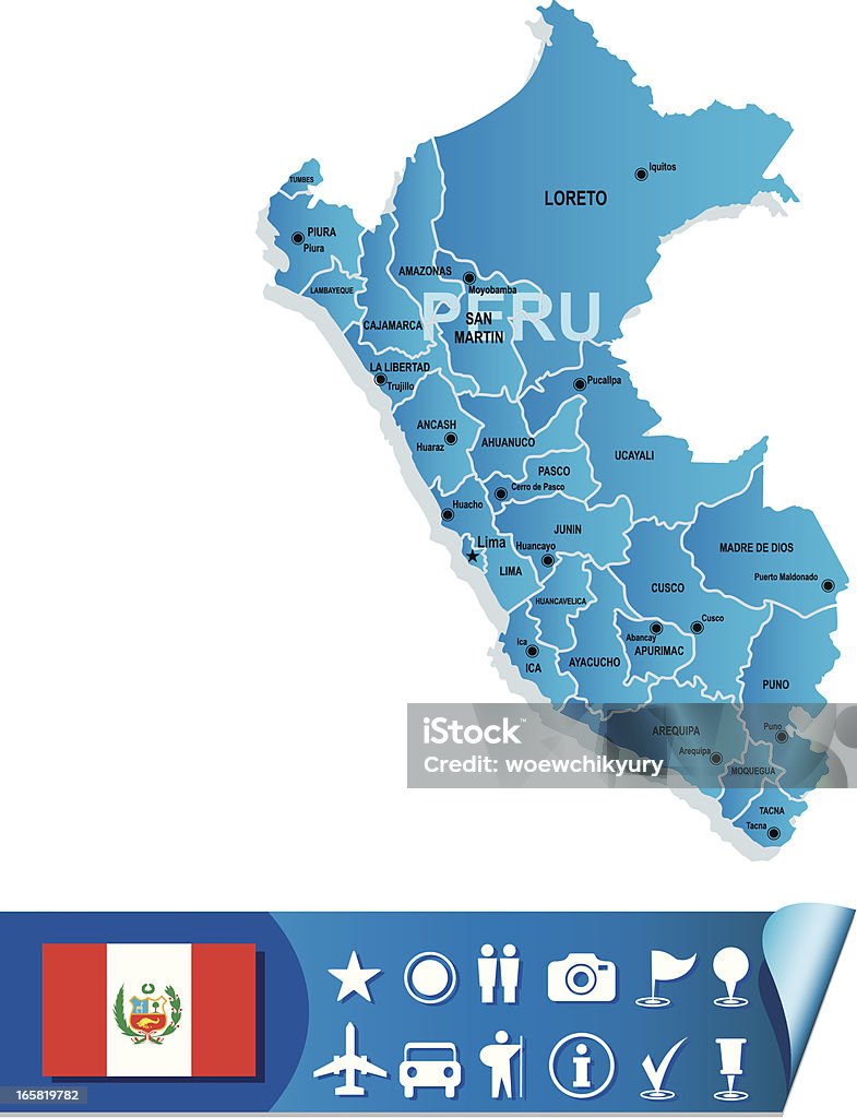 Перу карта - Векторная графика Без людей роялти-фри