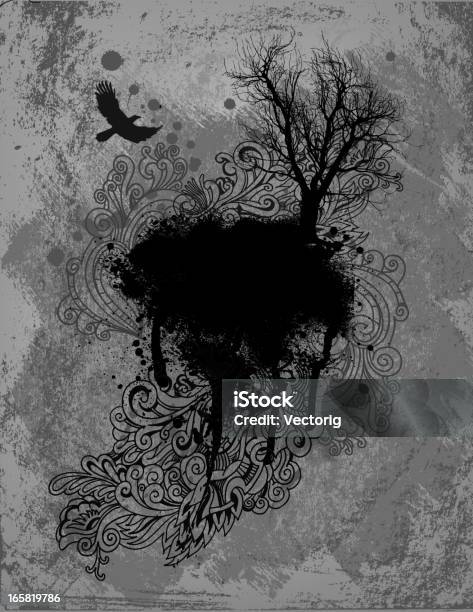 Crow E Árvore - Arte vetorial de stock e mais imagens de Escuro - Escuro, Horror, Assustador