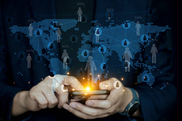 istock Global contract information, Global user show on LCD screen, Global business and user on network. 1658198531